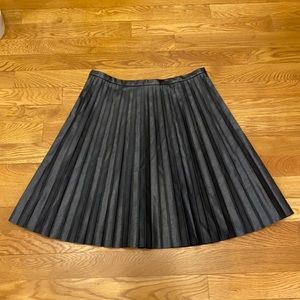 J Crew Black Pleather Pleated Skirt